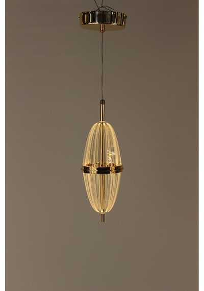 Satürn Serisi Oval Akrilik Formlu Tekli Sarı Ledli Modern Avize Gold 1