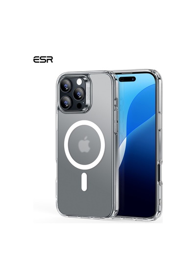 Esr Apple Uyumlu iPhone 16 Pro Halolock Magsafe Classic Hybrid Silikon Kılıf Buzlu Şeffaf + Ekran Koruyucu Set Buzlu Şeffaf