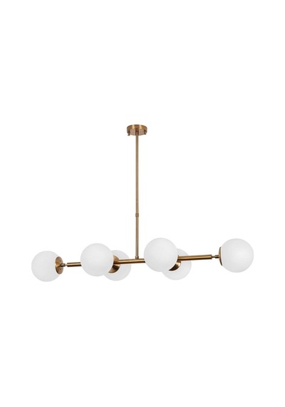 Altılı Gold Model Modern Glop Beyaz Camlı Avize