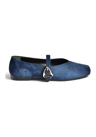 Fox Shoes Y726632602 Lacivert Süet Kalp Toka Detaylı Kadın Babet