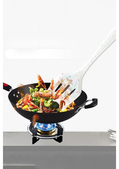 Salvatore 10 Parça Spatula Set Beyaz Renkli Noktalı