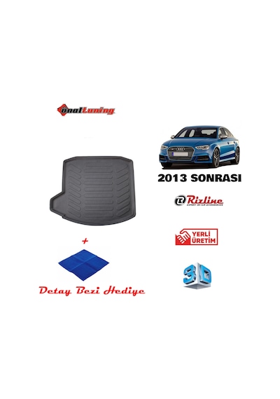 Audi A3 Sedan 2013 Sonrası 3D Bagaj Havuzu Rizline