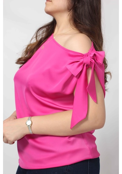 Moda Berray 3250p Pembe Tek Omuz Bağlama Detaylı Bluz 001