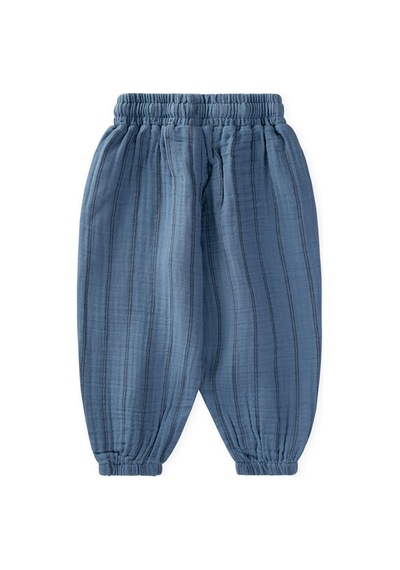 Cigit Müslin Şalvar Pantolon 1-6 Yaş İndigo Çift Çizgili Indigo