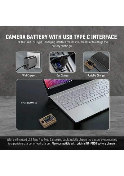 Neewer 2400mah Np-fz100 Yedek Batarya Usb-c Sony Uyumlu