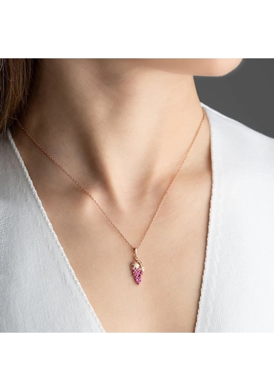 Vaoov 925 Ayar Gümüş Pembe Taşlı Üzüm Hediye Kolye Rose