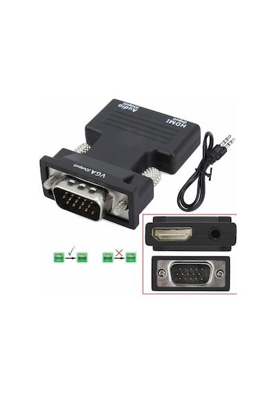Hdmi To Vga Kablo Çevirici Dönüştürücü Adaptör Hdmı Ses Destekli (539122234)