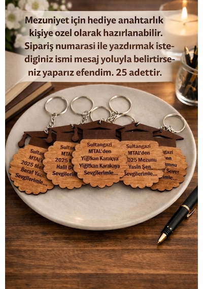 Mezuniyet Anahtarlık Kişiye Özel Şık Ve Tasarım 25 Adettir No1081