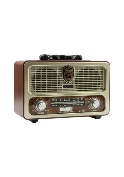 Meier M-111bt Açık Renk Nostaljik Radyo Ahşap Görünümlü Bluetooth Hoparlör Fm Sd Kart Usb Girişi