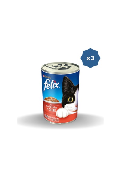 Felix Konserve Kedi Maması Sığırlı 400 Gr - 3 Adet