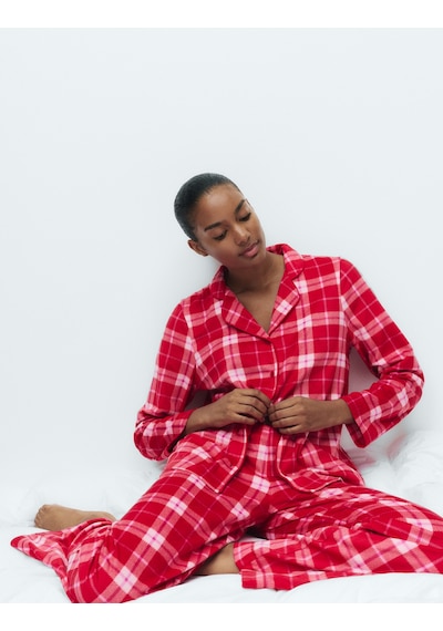 Marks & Spencer Desenli Pijama Takımı T37004622F Kırmızı