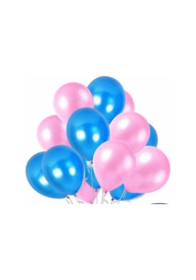 25 Ad Metalik Şeker Pembe-Koyu Mavi Lacivert Balon Helyumla Uçan