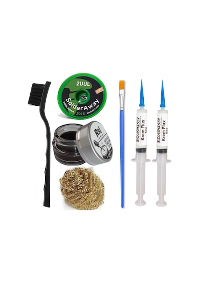 Havya Ucu Temizleme Kremi,süngeri, 2uul 2,0mm Lehim Emme Fitili Krem Flux Yüzey Lehim Temizleme Seti Tk01