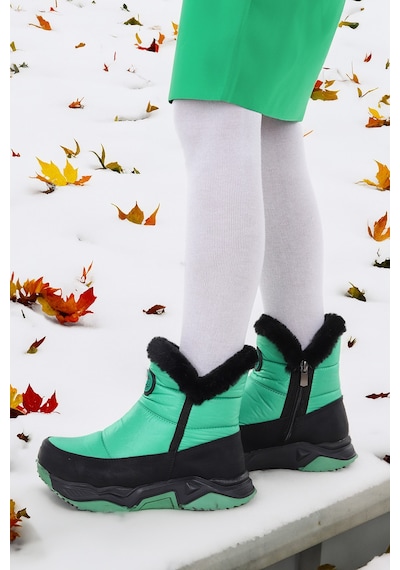 Kiko Kids Pamela Fermuarlı Kız Çocuk Kar Botu Yeşil Yeşil