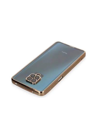 Xiaomi Redmi Note 9 Pro Kılıf Razer Lensli Silikon - Gold Düz Renkli