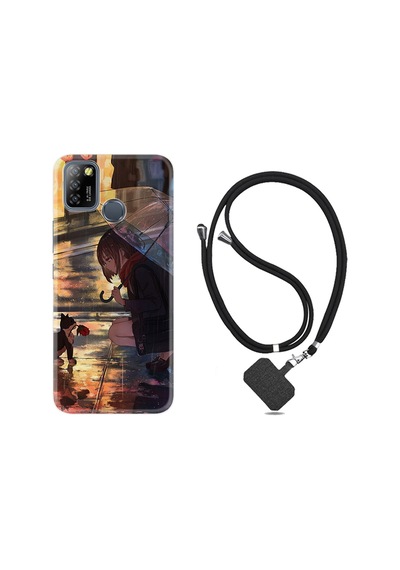 Infinix Smart 5 Kılıf Boyun Askılı Kız Ve Kedi 1762