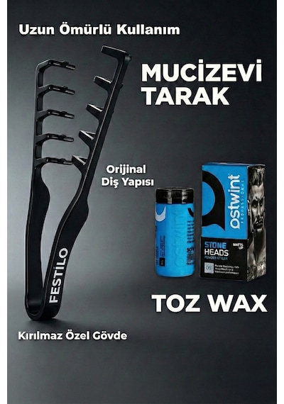 Mucizevi Tarak Toz Wax Seti 2 'li Hacim Veren Sabitleyen Set
