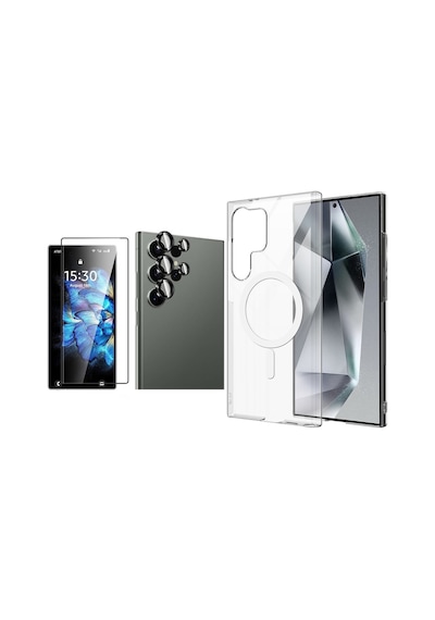 Vendas Galaxy Uyumlu S24 Ultra Kılıf Kamera Korumalı M-safe Sert Pc Sararma Yapmayan Porto Kapak + Kamera Lens + Cam Ekran Koruyucu Şeffaf Vendas Galaxy Uyumlu S24 Ultra Kılıf Kamera Korumalı M-safe Sert Pc Sararma Yapmayan Porto Kapak + Kamera Lens + Cam Ekran Koruyucu Şeffaf