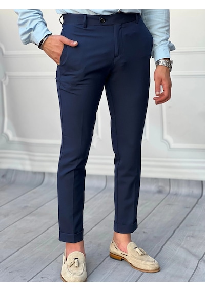 Modefendi Slim Fit Kalıp Düz Kumaş Pantolon Lacivert