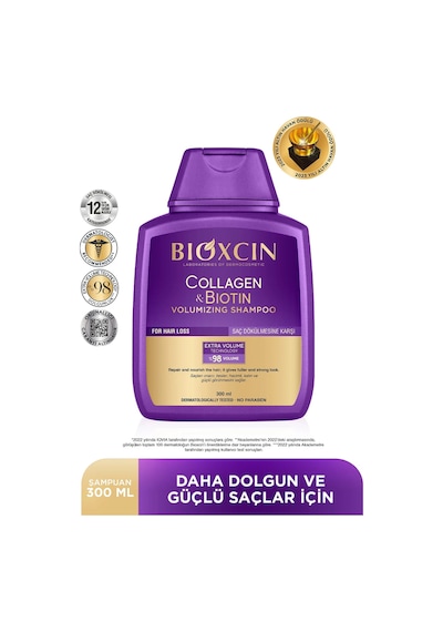 Collagen & Biotin Ekstra Hacim Şampuanı 300 Ml - Kolajen Biotin İnce Seyrek Saçlar 3'lü