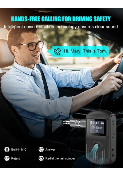 Lcd Ekranlı Bluetooth Alıcısı, Taşınabilir Aux Bluetooth 5.0 Adaptörü, Araba/ev Stereo/hoparlör/kablolu Kulakl