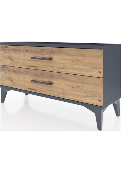 Arges Şifonyer 2 Çekmeceli 88x30x48 Antrasit-çam Antrasit