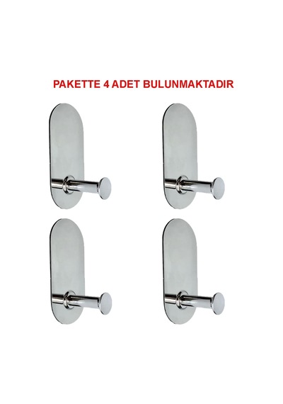 Thincal Kendinden Yapışkanlı Askılık Tekli Oval Krom 4 Lü Paket Diğer