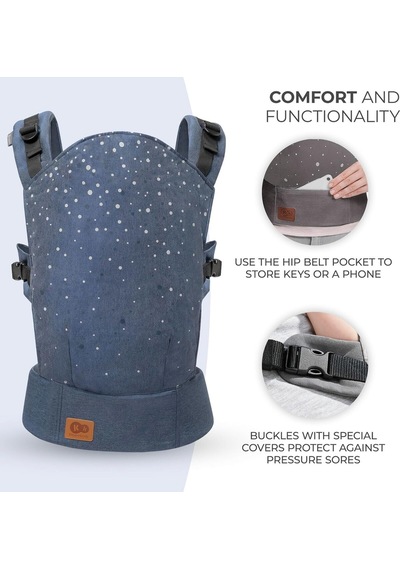 Kinderkraft Nıno Confetti Bebek Taşıyıcı, Denim Mavi, 3 Ay 20 Kg Ana Kucağı