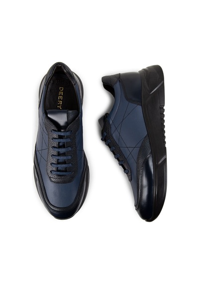 Deery Hakiki Deri Lacivert Erkek Sneaker Ayakkabı - 01962Mlcve01 Lacivert