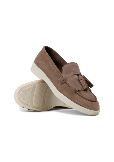 Deery Kadın Hakiki Süet Vizon Renk Püsküllü Loafer - 02042zvznc01