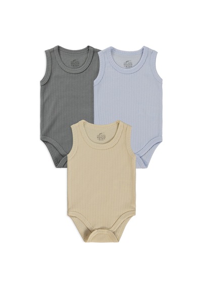 Minidamla Baby Minidamla Askılı Basic 3'lü Set 1-18 Ay Çıtçıtlı Badi - Mavi