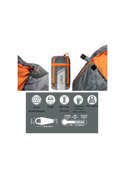 Bestway Pavillo Hiberhide 5 (3-8 C) Uyku Tulumu Turuncu 230 x 80 x 60 CM Gri