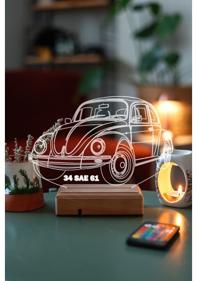 Sevgiliye Hediye Vosvos Araba Masaüstü 3D Led Lamba