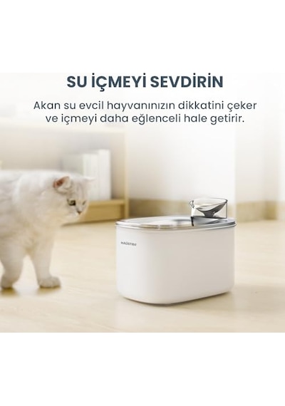 Wf007l Otomatik Kedi Su Sebili,kedi Su Çeşmesi, Su Şelalesi, Su Pınarı 3.5lt Geniş Hazne, Bpa Içermez, Ultra Sess