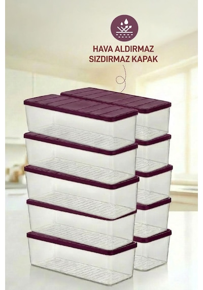 Selka Home 10 Adet 2 Lt. Nora Organizer Buzdolabı Buzluk Düzenleyici Saklama Kabı