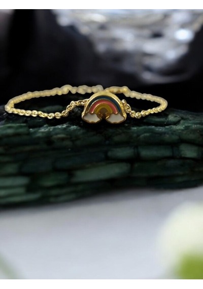 Gold Kadın Bileklik Gökkuşağıt Charm Bileklik 17-20 Cm Gold