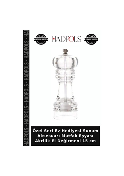 Özel Seri Ev Hediyesi Sunum Aksesuarı Mutfak Eşyası Akrilik El Değirmeni 15 Cm Şeffaf