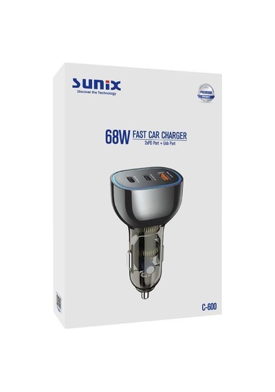 Sunix 68w Çift Pd Ve Usb Girişli Hızlı Araç Şarj Başlığı C-600