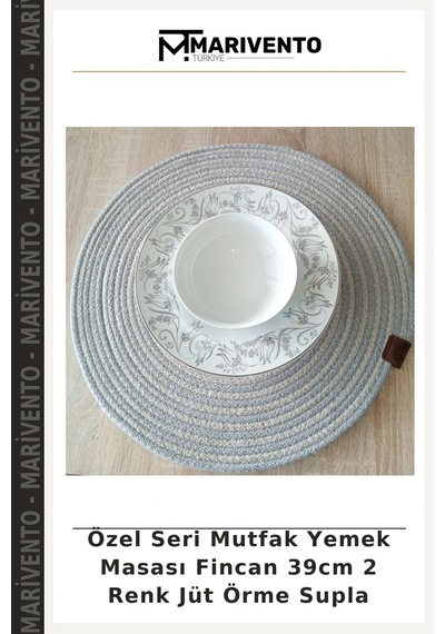 Özel Seri Mutfak Yemek Masası Fincan 39cm 2 Renk Jüt Örme Supla Çok Renkli