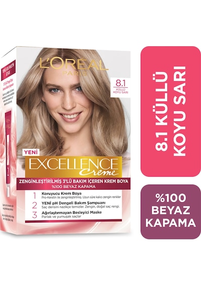 Loreal Excellence Saç Boyası 8.1 Küllü Koyu Sarı