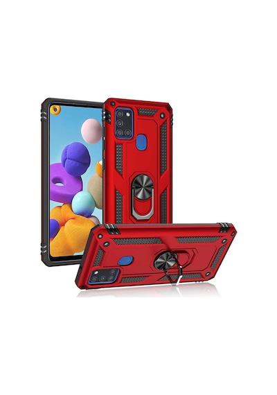 Galaxy A21S Kılıf Zore Vega Yüzüklü Standlı Zırh Kılıf