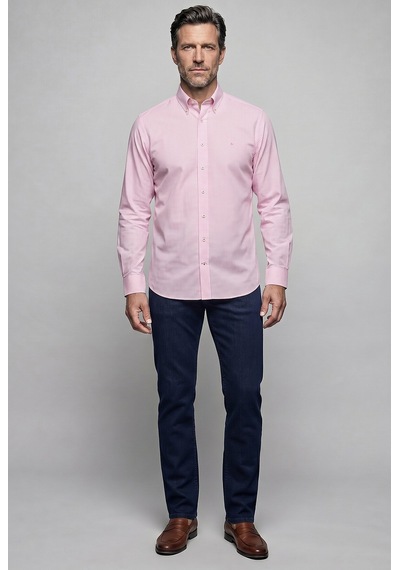 Bisse Pembe Regular Fit Pamuk Cepsiz Uzun Yaka Gömlek Gmeks261065 C29