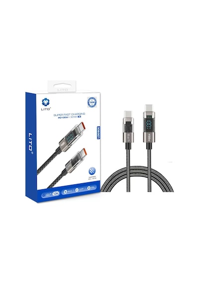 Lito 100w Led Göstergeli Type C-type C Hızlı Şarj-ld09 '-Siyah