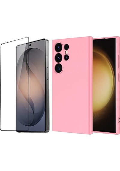 Vendas Samsung Galaxy Uyumlu  S26 Ultra Kılıf Vendas Mara Lansman Kapak + Cam Ekran Koruyucu Pembe