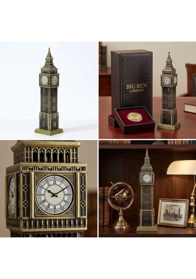 Deinhaus Big Ben Metal Figürü, Antik Bronz, Masa Ve Raf Dekorasyonu, Londra Mimari Heykelciği