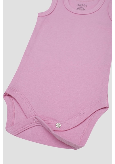 Arma Yıldız %100 Organik Pamuk 3'lü Pembe Bebek Atlet Çıtçıtlı Zıbın Body Pembe
