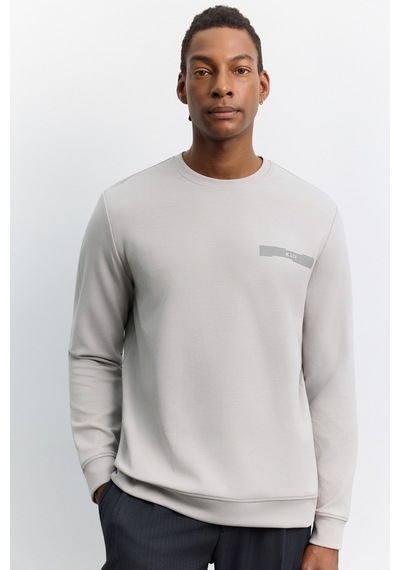 Avva Erkek Gri Bisiklet Yaka Kolay Ütülenen Baskılı Pamuklu Regular Fit Sweatshirt A62y1214