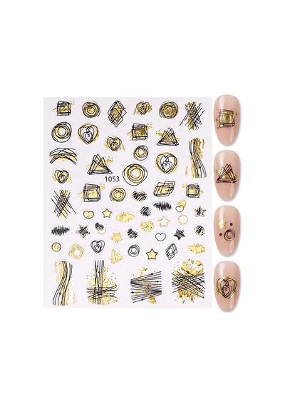 Gold Holografik Geometrik Çizim Tırnak Sticker Tırnak Etiketi Nail Art Jo-1053g