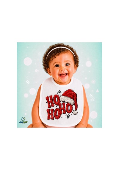 Yılbaşı Keten Bebek Mama Önlüğü Yumuşak - Emici - Yıkanabilir - Özel Tasarım P210 Çok Renkli