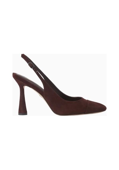 Sam Edelman Essa 95 Koyu Kahverengi, Süet Sivri Burun Yüksek Topuklu Slingback Kadın Pump